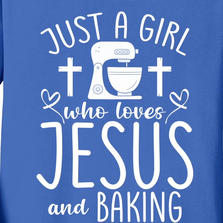 Just A Who Love Jesus And Baking Gift Kids Long Sleeve Shirt