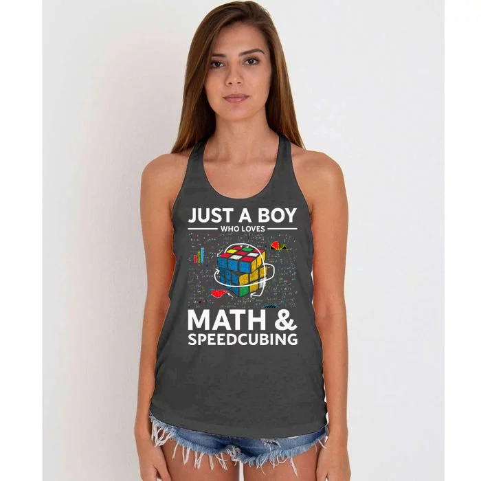 Just A  Who Loves Math And Speedcubing Funny Puzzle Women's Knotted Racerback Tank