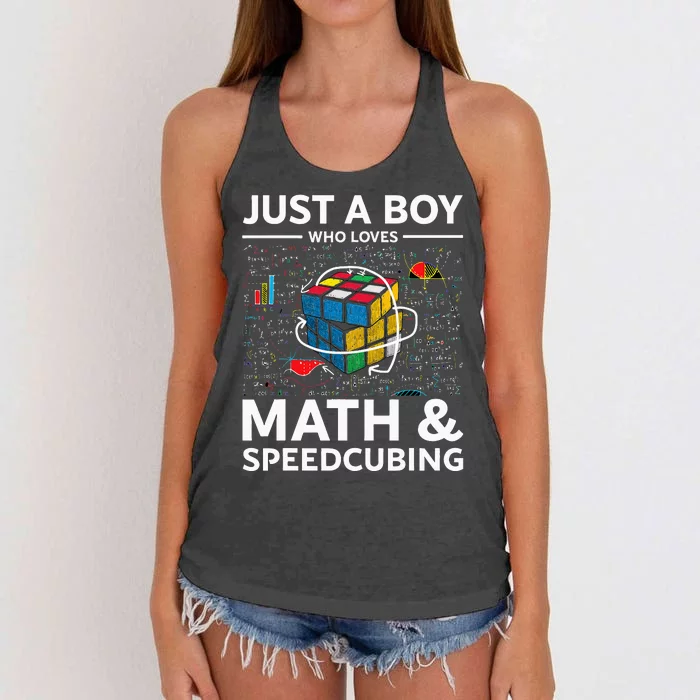 Just A  Who Loves Math And Speedcubing Funny Puzzle Women's Knotted Racerback Tank