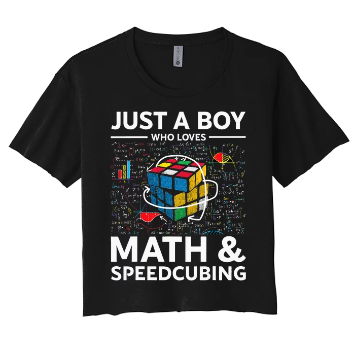 Just A  Who Loves Math And Speedcubing Funny Puzzle Women's Crop Top Tee