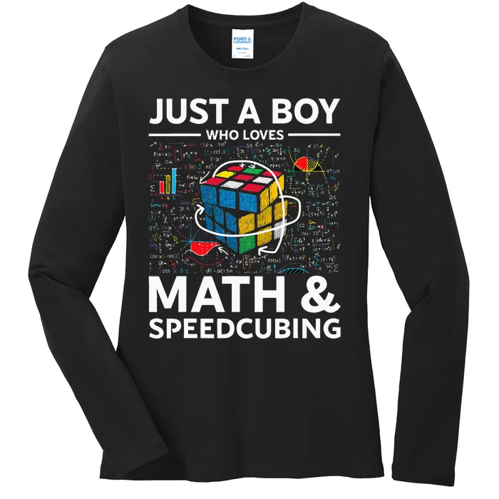 Just A  Who Loves Math And Speedcubing Funny Puzzle Ladies Long Sleeve Shirt