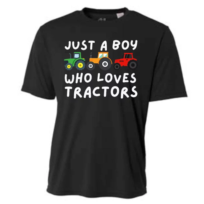 Just A Who Loves Tractors Farmer & Farming Gift Cooling Performance Crew T-Shirt