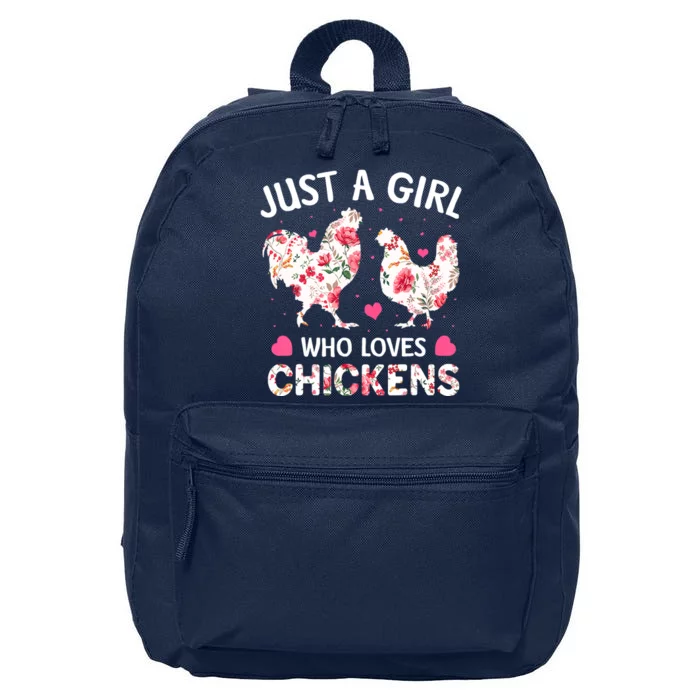 Just A Who Loves Chickens, Cute Chicken Flowers Farm 16 in Basic Backpack