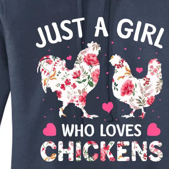 Just A Who Loves Chickens, Cute Chicken Flowers Farm Women's Pullover Hoodie