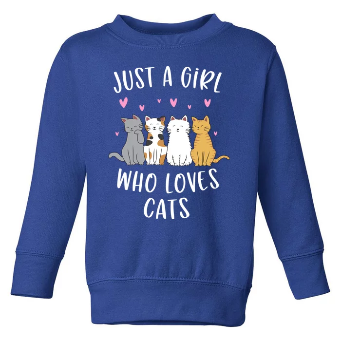 Just A Who Loves Cats Cute Cat Lover Meaningful Gift Toddler Sweatshirt