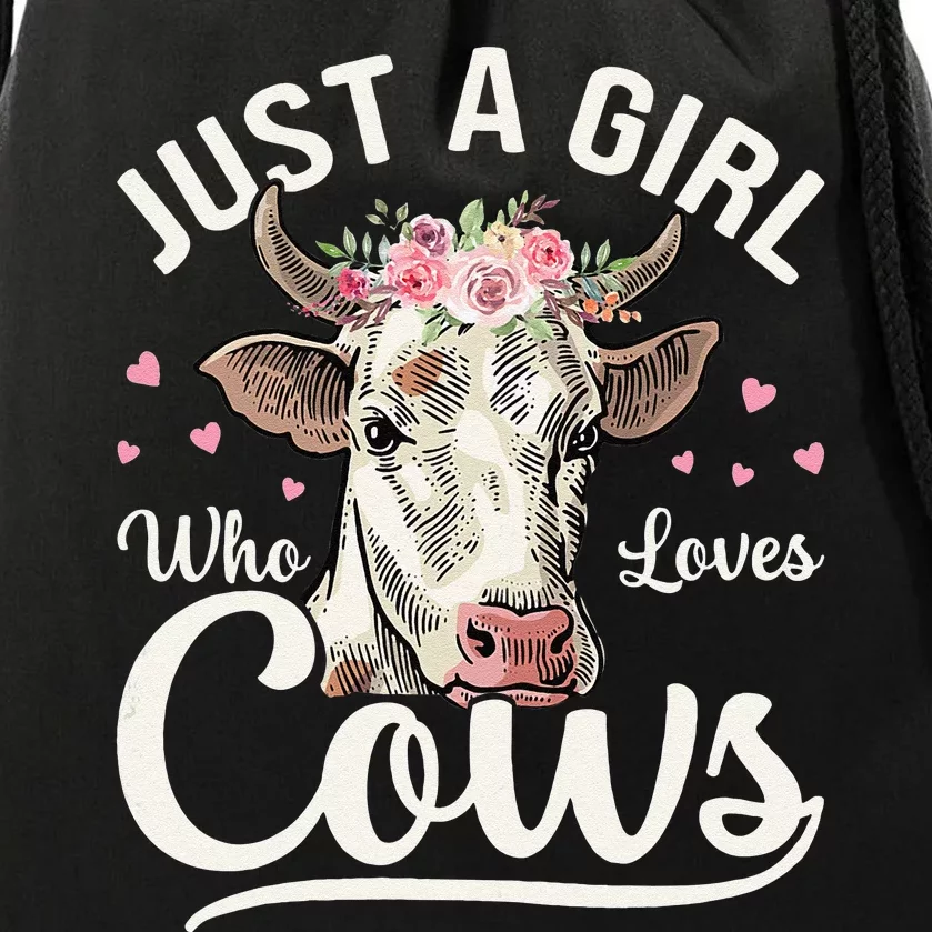 Just a  Who Loves Cows Funny Cute Cow Drawstring Bag