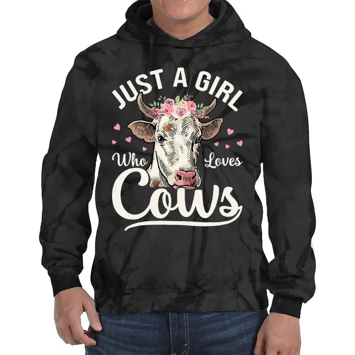 Just a  Who Loves Cows Funny Cute Cow Tie Dye Hoodie