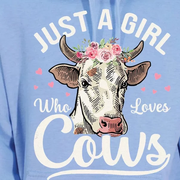 Just a  Who Loves Cows Funny Cute Cow Unisex Surf Hoodie