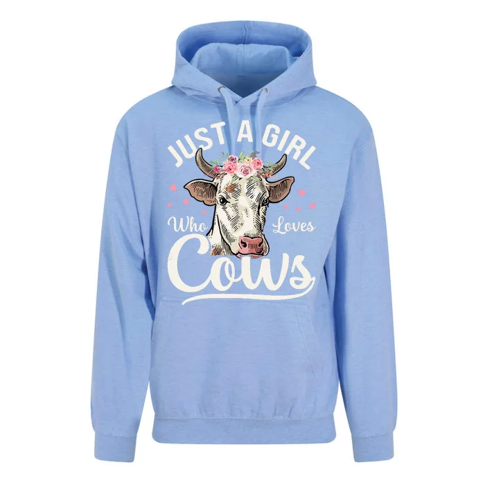 Just a  Who Loves Cows Funny Cute Cow Unisex Surf Hoodie