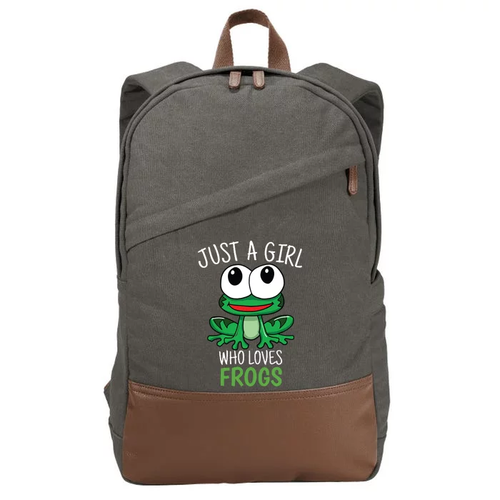 Just A Who Loves Frog Cute Frog Gift Cotton Canvas Backpack