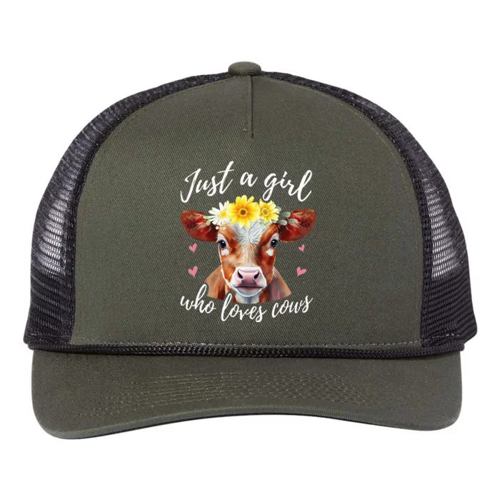 Just A Who Loves Cows Funny Farmer Retro Rope Trucker Hat Cap