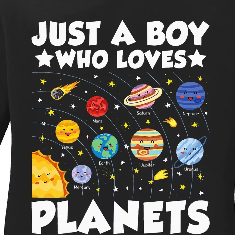 Just A  Who Loves Planets Ladies Long Sleeve Shirt