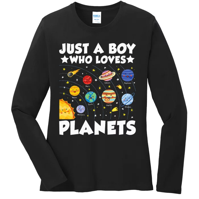 Just A  Who Loves Planets Ladies Long Sleeve Shirt