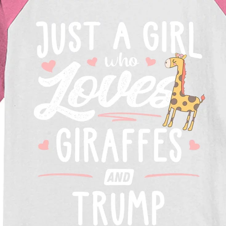 Just A Who Loves Giraffes And Trump Giraffe Gift Kids Colorblock Raglan Jersey