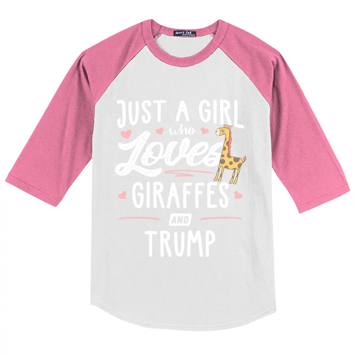 Just A Who Loves Giraffes And Trump Giraffe Gift Kids Colorblock Raglan Jersey