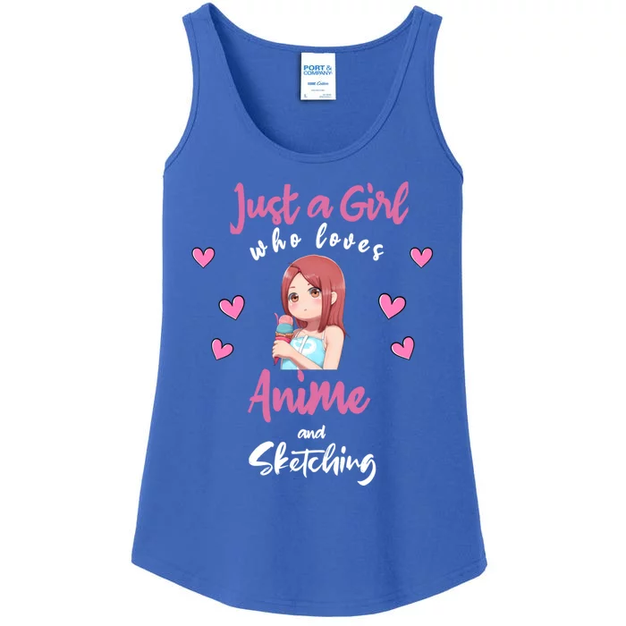 Just A Who Loves Anime Sketching And Anime Gift Ladies Essential Tank