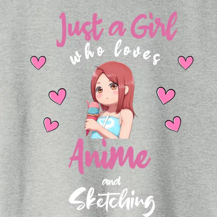 Just A Who Loves Anime Sketching And Anime Gift Women's Crop Top Tee