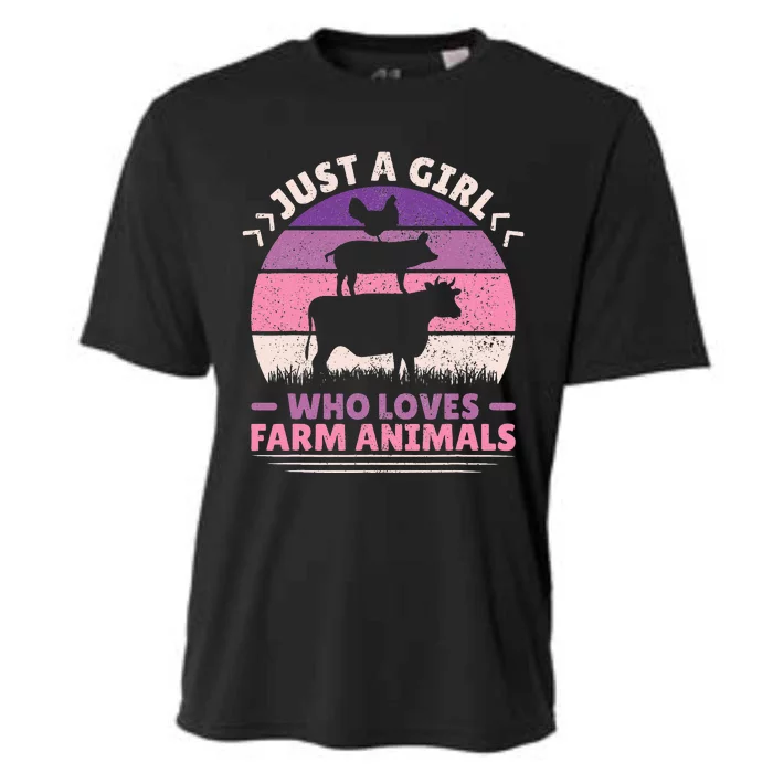 Just A Who Loves Farm Animals Lover  Farmer Cooling Performance Crew T-Shirt