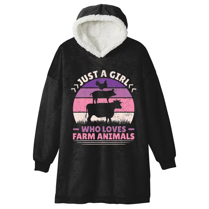 Just A Who Loves Farm Animals Lover  Farmer Hooded Wearable Blanket