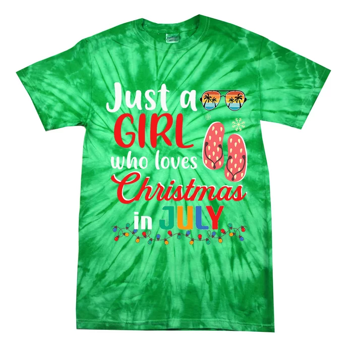 Just a Who Loves Christmas in July Summer Christmas Tie-Dye T-Shirt