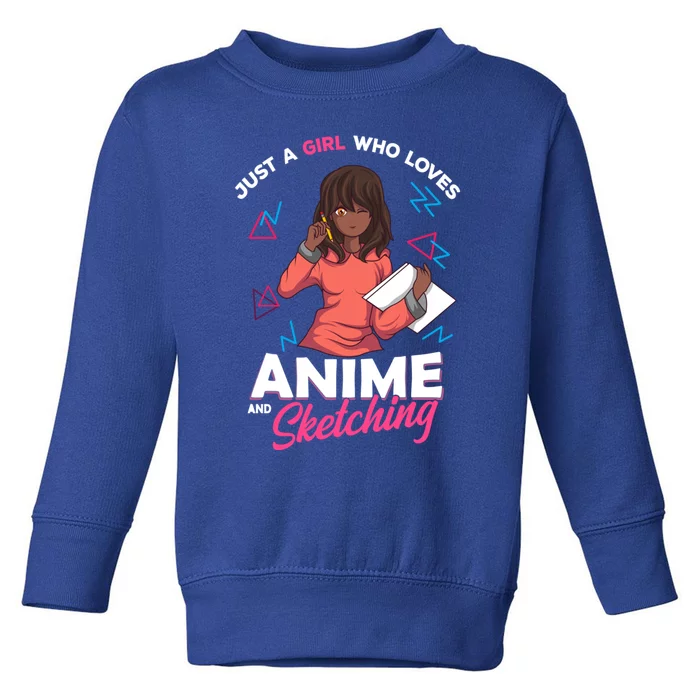 Just A Who Loves Anime And Sketching Anime Lovers Gift Toddler Sweatshirt