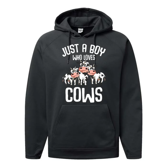 Just A Who Loves Cows Farmers Cow Performance Fleece Hoodie