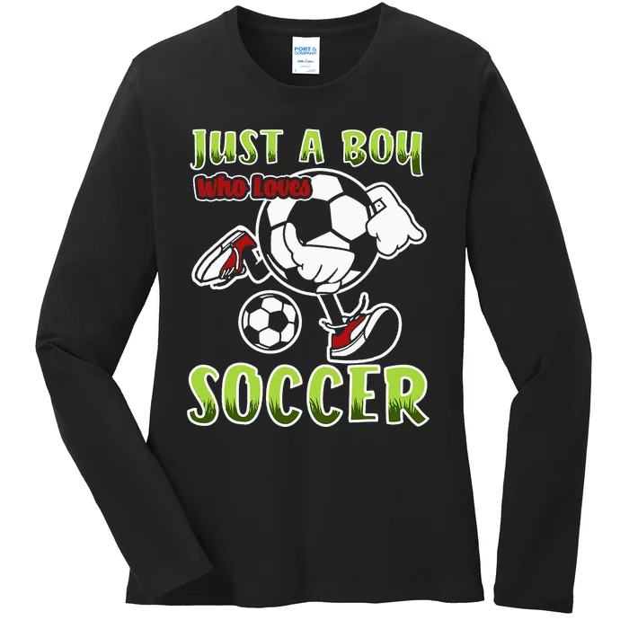 Just A  Who Loves Soccer Ladies Long Sleeve Shirt