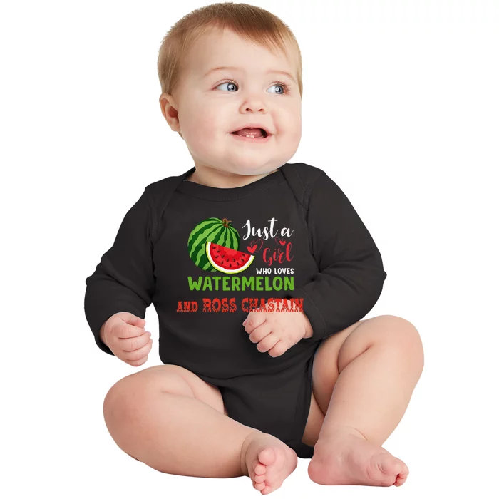 JUST A WHO LOVES WATERMELON AND ROSS CHASTAIN Baby Long Sleeve Bodysuit