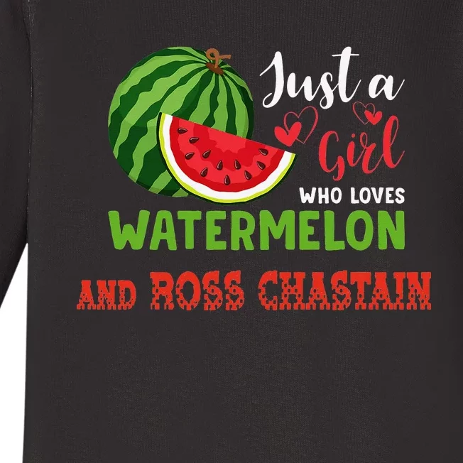 JUST A WHO LOVES WATERMELON AND ROSS CHASTAIN Baby Long Sleeve Bodysuit