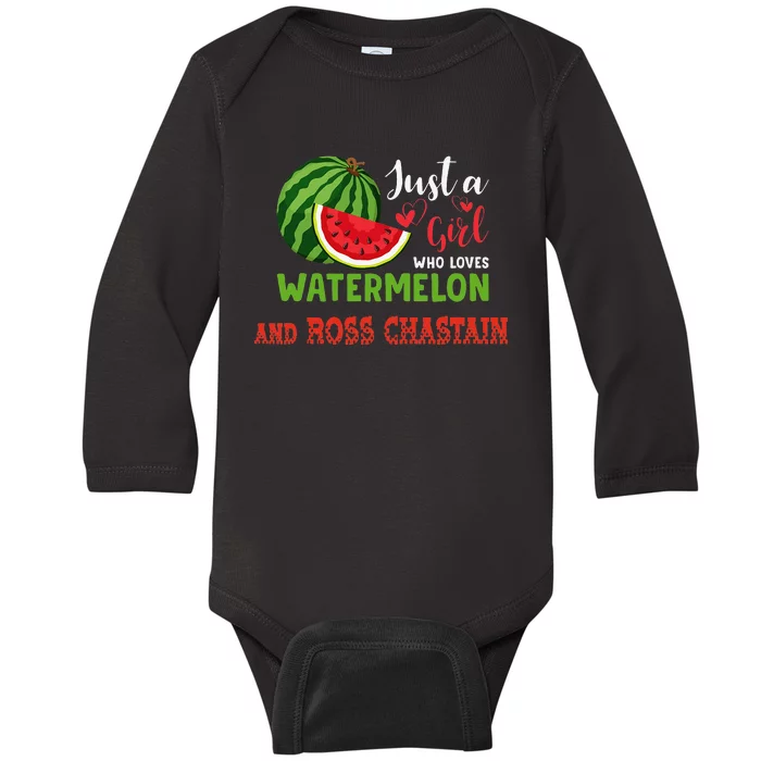 JUST A WHO LOVES WATERMELON AND ROSS CHASTAIN Baby Long Sleeve Bodysuit