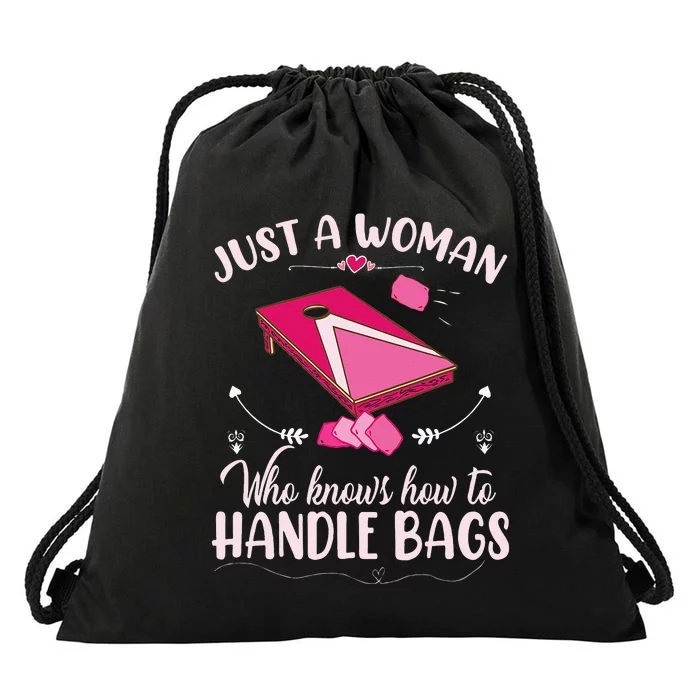 Just A Woman Who Knows How To Handle Bags Women Cornhole Drawstring Bag