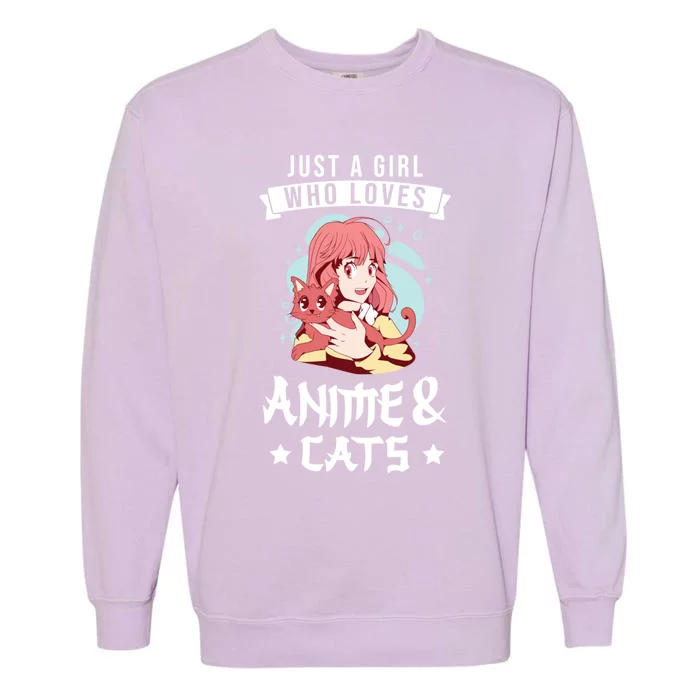 Just A Who Loves Anime And Cats Sketching Gift Garment-Dyed Sweatshirt