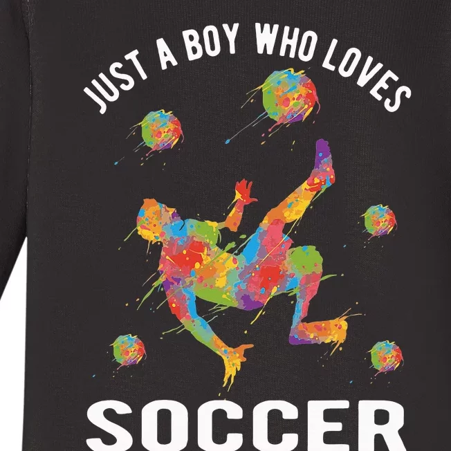 Just A  Who Loves Soccer Funny Baby Long Sleeve Bodysuit