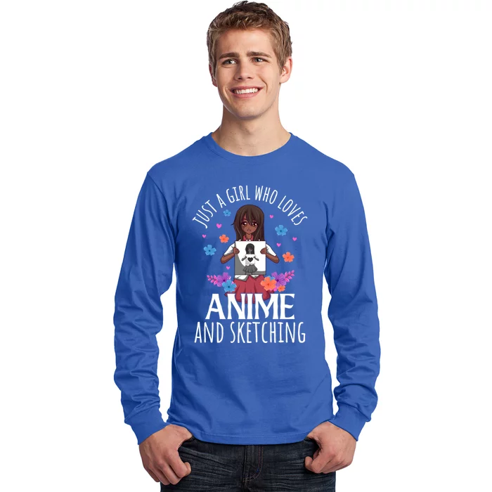 Just A Who Loves Anime And Sketching Anime Lovers Gift Long Sleeve Shirt