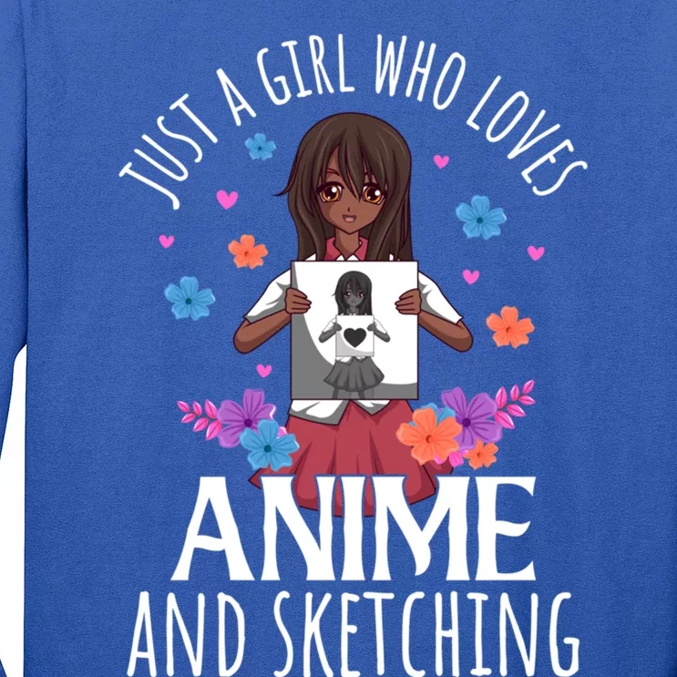 Just A Who Loves Anime And Sketching Anime Lovers Gift Long Sleeve Shirt