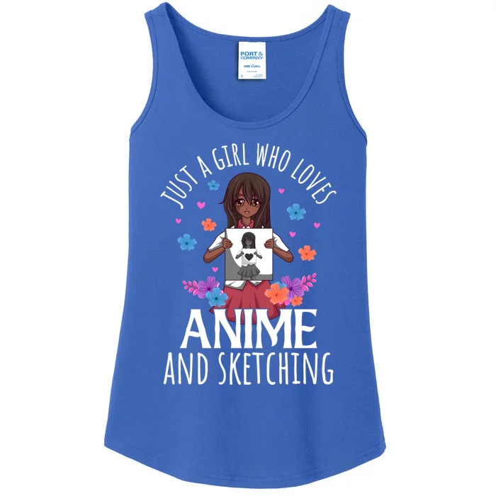 Just A Who Loves Anime And Sketching Anime Lovers Gift Ladies Essential Tank