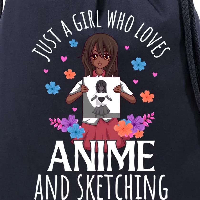 Just A Who Loves Anime And Sketching Anime Lovers Gift Drawstring Bag