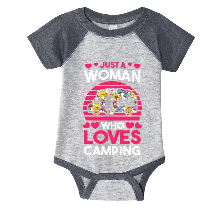 Just A Women Who Loves Camping Infant Baby Jersey Bodysuit