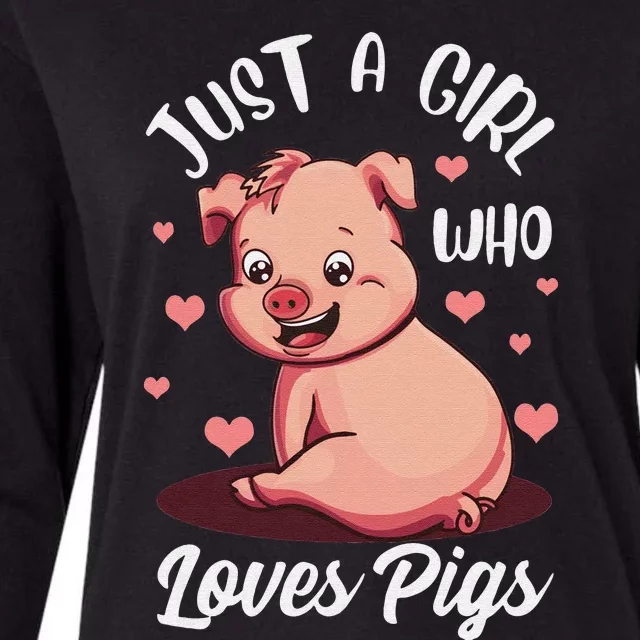 Just A  Who Loves Pigs Hog Lover Pig Tee For Pig Lovers Womens Cotton Relaxed Long Sleeve T-Shirt