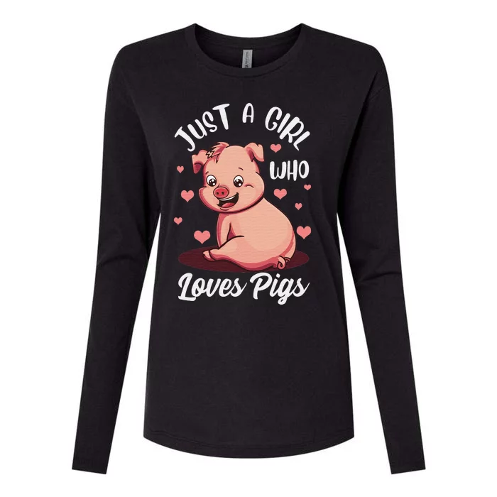 Just A  Who Loves Pigs Hog Lover Pig Tee For Pig Lovers Womens Cotton Relaxed Long Sleeve T-Shirt