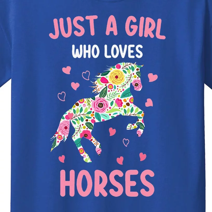 Just A Who Loves Horses Equestrian Kids T-Shirt