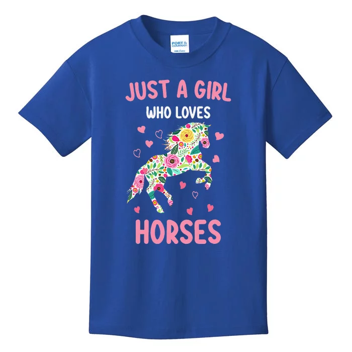 Just A Who Loves Horses Equestrian Kids T-Shirt