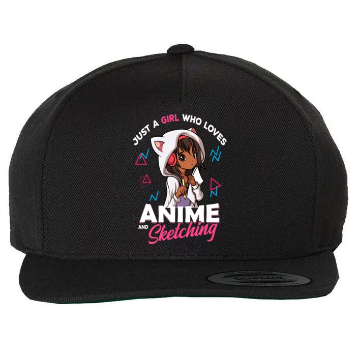 Just A Who Loves Anime And Sketching Anime Merch Stuff Gift Wool Snapback Cap