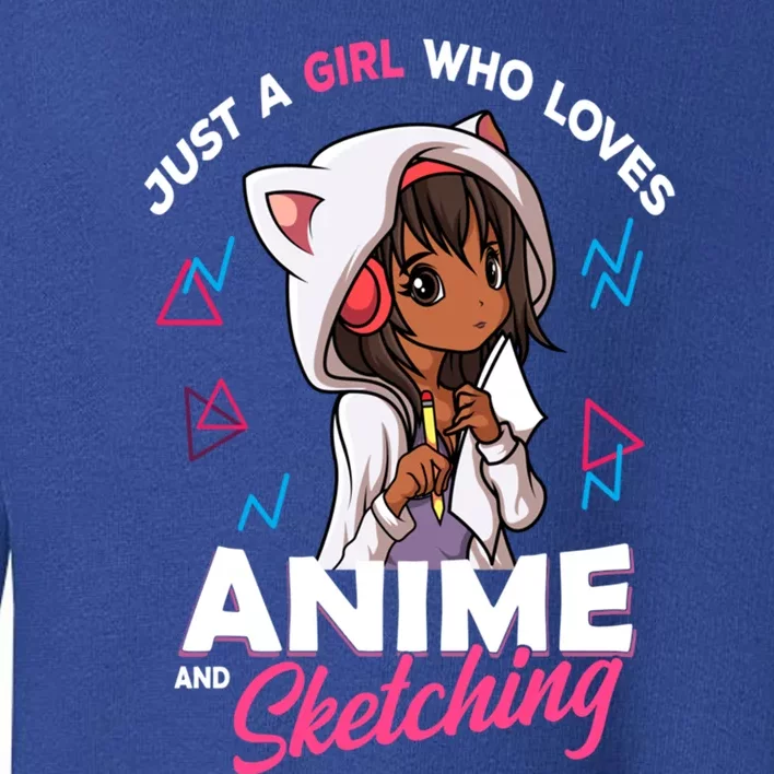 Just A Who Loves Anime And Sketching Anime Merch Stuff Gift Toddler Sweatshirt