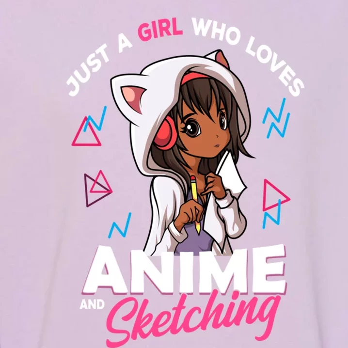 Just A Who Loves Anime And Sketching Anime Merch Stuff Gift Garment-Dyed Sweatshirt