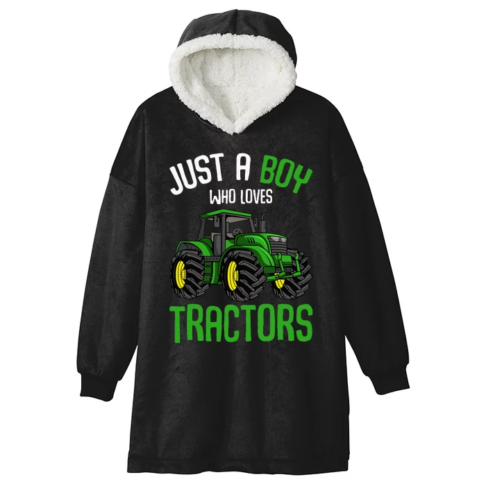 Just A  Who Loves Tractors Farm Hooded Wearable Blanket