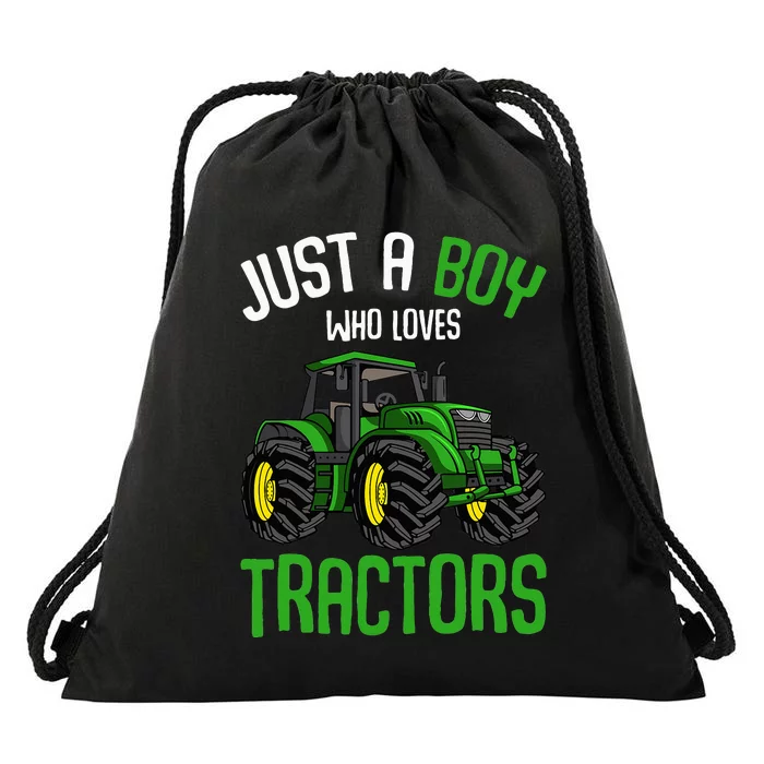 Just A  Who Loves Tractors Farm Drawstring Bag