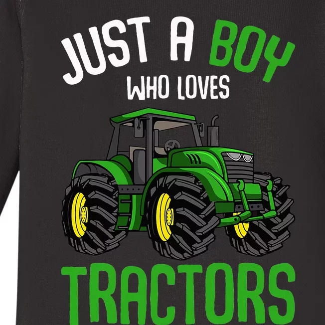 Just A  Who Loves Tractors Farm Baby Long Sleeve Bodysuit