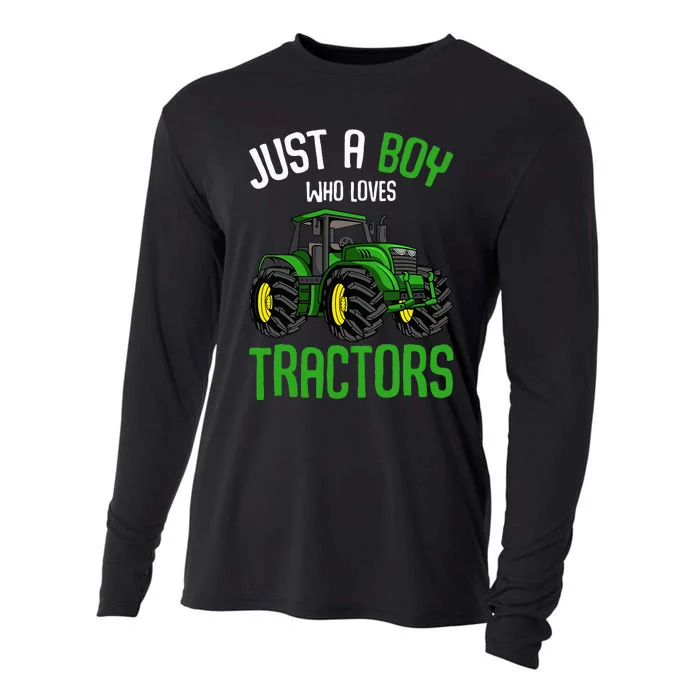 Just A  Who Loves Tractors Farm Cooling Performance Long Sleeve Crew