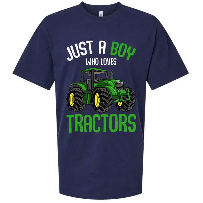 Just A  Who Loves Tractors Farm Sueded Cloud Jersey T-Shirt